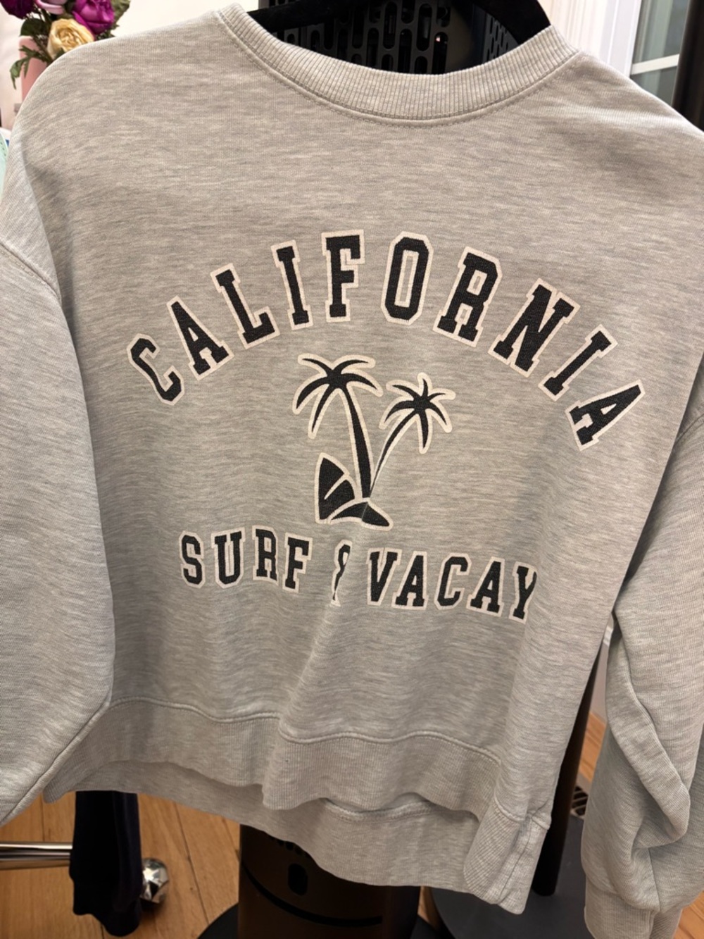 Zara Light Gray Crewneck Sweatshirt with Graphic